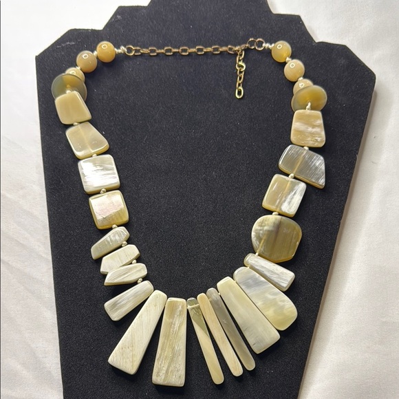 Cream Geometric Statement Necklace with Tribal Design - Picture 3 of 5